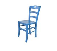 Tommychairs - Chaise cuisine CUORE, robuste structure en bois de hêtre peindré en aniline couleur bleue et assise en bois