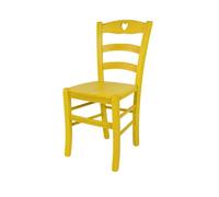 Tommychairs - Chaise cuisine CUORE, robuste structure en bois de hêtre peindré en aniline couleur jaune et assise en bois