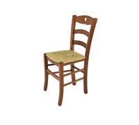 Tommychairs - Chaise cuisine CUORE, robuste structure en bois de hêtre peindré en couleur noyer clair et assise en paille