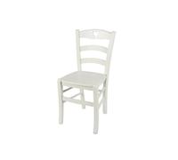 Tommychairs - Chaise cuisine CUORE, structure et assise en bois de hêtre laqué en blanc glace