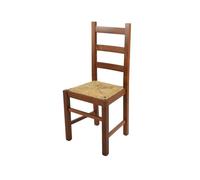 Tommychairs - Chaise cuisine RUSTICA, robuste structure en bois de hêtre peindré en couleur noyer clair et assise en paille