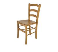 Tommychairs - Chaise cuisine VENICE, robuste structure en bois de hêtre peindré en couleur chêne et assise en bois