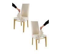 Tommychairs - Set 2 chaises avec Housse Amovible Jazz, Structure en hêtre chêne, Dossier recouvert d'un Housse en Tissu Ivoire