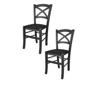 Tommychairs - Set 2 chaises CROSS structure en hêtre peindré en couleur aniline noire, assise revêtue en tissu couleur noir