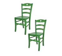 Tommychairs - Set 2 chaises cuisine CUORE, robuste structure en bois de hêtre peindré en aniline couleur verte et assise en bois