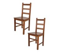 Tommychairs - Set 2 chaises cuisine RUSTICA, robuste structure en bois de hêtre peindré en couleur noyer clair et assise en bois