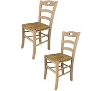 Tommychairs - Set 2 chaises cuisine SAVOIE, robuste structure en bois de hêtre poli non traité, 100% naturel et assise en paille
