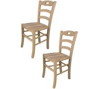 Tommychairs - Set 2 chaises cuisine SAVOIE, robuste structure en bois de hêtre poli non traité, 100% naturel et assise en bois