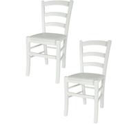 Tommychairs - Set 2 chaises cuisine VENEZIA, robuste structure en bois de hêtre laqué en blanc, assise en en faux cuir couleur