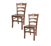 Tommychairs - Set 2 chaises Cuore pour la Cuisine, Bar et la Salle à Manger, Structure en Bois et Assise en Bois Couleur Noix Clair