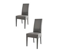 Tommychairs - Set 2 chaises LUISA pour cuisine, bar et salle à manger, robuste structure en bois de hêtre peindré en gris foncé, assise et dossier rembourrés et revêtus en cuir artificiel gris foncé