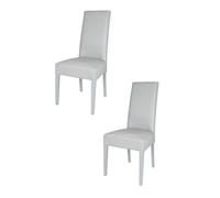Tommychairs - Set 2 chaises LUISA pour cuisine, bar et salle à manger, robuste structure en bois de hêtre peindré en gris clair, assise et dossier rembourrés et revêtus en cuir artificiel gris clair
