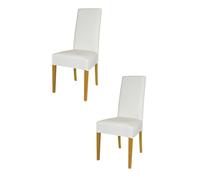 Tommychairs - Set 2 chaises LUISA pour cuisine, bar et salle à manger, robuste structure en bois de hêtre peindré en chêne, assise et dossier rembourrés et revêtus en cuir artificiel couleur blanc