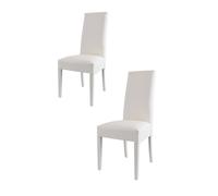 Tommychairs - Set 2 chaises LUISA pour cuisine, bar et salle à manger, robuste structure en bois de hêtre peindré en blanc, assise et dossier rembourrés et revêtus en cuir artificiel couleur blanc