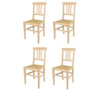 Tommychairs - Set 4 chaises ARTEMISIA en bois de hêtre poli, non traité, 100% naturel, assise en paille