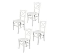 Tommychairs - Set 4 chaises CROSS structure en hêtre laqué en couleur blanc et assise en bois