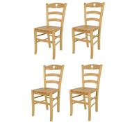 Tommychairs - Set 4 chaises cuisine CUORE, robuste structure en bois de hêtre peindré en couleur naturelle et assise en bois
