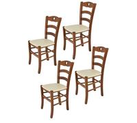 Tommychairs - Set 4 chaises cuisine CUORE structure en bois de hêtre peindré noyer clair et assise en cuir artificiel couleur
