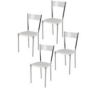 Tommychairs - Set 4 chaises cuisine ELEGANCE, robuste structure en acier chromé et assise en cuir artificiel couleur blanc