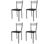 Tommychairs - Set 4 chaises cuisine ELEGANCE, robuste structure en acier peindré en noir et assise en cuir artificiel couleur noir
