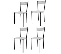 Tommychairs - Set 4 chaises cuisine ELEGANCE, robuste structure en acier peindré en noir et assise en cuir artificiel couleur blanc