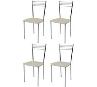 Tommychairs - Set 4 chaises cuisine ELENA robuste structure en acier chromé et assise en bois couleur aniline blanche