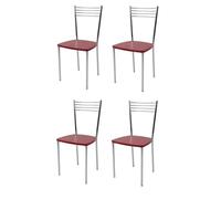 Tommychairs - Set 4 chaises cuisine ELENA robuste structure en acier chromé et assise en bois couleur aniline rouge
