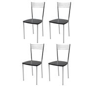Tommychairs - Set 4 chaises cuisine ELENA robuste structure en acier chromé et assise en bois couleur aniline noir