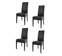Tommychairs - Set 4 chaises cuisine LUISA, robuste structure en bois de hêtre, assise et dossier en cuir artificiel couleur noir