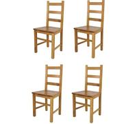 Tommychairs - Set 4 chaises cuisine RUSTICA, robuste structure en bois de hêtre peindré en couleur chêne et assise en bois