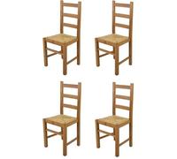 Tommychairs - Set 4 chaises cuisine RUSTICA, robuste structure en bois de hêtre peindré en couleur chêne et assise en paille