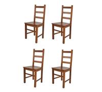 Tommychairs - Set 4 chaises cuisine RUSTICA, robuste structure en bois de hêtre peindré en couleur noyer clair et assise en bois