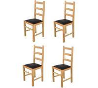 Tommychairs - Set 4 chaises cuisine RUSTICA structure en bois de hêtre peindré en naturelle assise en cuir artificiel noir