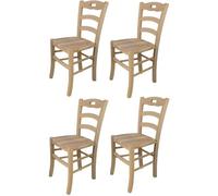 Tommychairs - Set 4 chaises cuisine SAVOIE, robuste structure en bois de hêtre poli non traité, 100% naturel et assise en bois