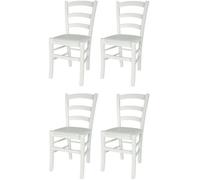 Tommychairs - Set 4 chaises cuisine VENEZIA, robuste structure en bois de hêtre laqué en blanc, assise en en faux cuir couleur