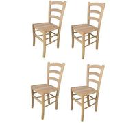 Tommychairs - Set 4 chaises cuisine VENEZIA, robuste structure en bois de hêtre poli non traité, 100% naturel et assise en bois