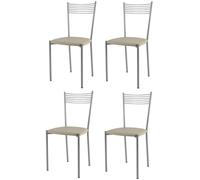 Tommychairs - Set 4 chaises Elegance pour cuisine, structure en acier alluminium, assise rembourrée en cuir artificiel lin
