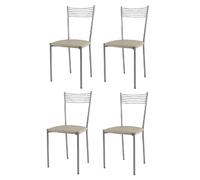 Tommychairs - Set 4 chaises Elegance structure en acier peindré alluminium, assise revêtue en cuir artificiel lin