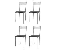 Tommychairs - Set 4 chaises Elegance structure en acier peindré alluminium, assise revêtue en cuir artificiel gris foncé