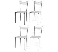 Tommychairs - Set 4 chaises Elegance structure en acier peindré alluminium, assise revêtue en cuir artificiel blanc