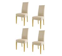 Tommychairs - Set 4 chaises LUISA pour cuisine, bar et salle à manger, robuste structure en bois de hêtre peindré en chêne, assise et dossier rembourrés et revêtus en cuir artificiel couleur lin
