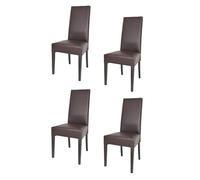 Tommychairs - Set 4 chaises LUISA pour cuisine, bar et salle à manger, robuste structure en bois de hêtre peindré en wengé, assise et dossier rembourrés et revêtus en cuir artificiel couleur moka