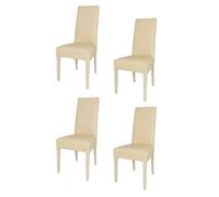 Tommychairs - Set 4 chaises LUISA pour cuisine, bar et salle à manger, robuste structure en bois de hêtre peindré en sable, assise et dossier rembourrés et revêtus en cuir artificiel couleur sable