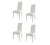 Tommychairs - Set 4 chaises LUISA pour cuisine, bar et salle à manger, robuste structure en bois de hêtre peindré en blanc, assise et dossier rembourrés et revêtus en cuir artificiel couleur blanc
