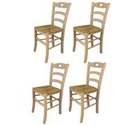 Tommychairs - Set 4 chaises SAVOIE en bois de hêtre poli, non traité, 100% naturel, assise en paille