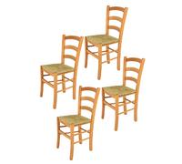 Tommychairs - Set 4 Chaises VENICE Structure en hêtre peindré en miel et assise en paille