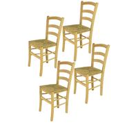 Tommychairs - Set 4 Chaises VENICE Structure en hêtre peindré naturel et assise en paille