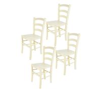 Tommychairs - Set 4 Chaises VENICE Structure et assise en hêtre peindré en aniline blanche