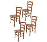 Tommychairs - Set 4 Chaises VENICE Structure et assise en hêtre peindré en cerisier