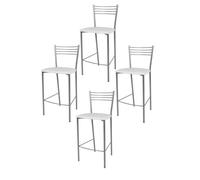 Tommychairs - Set 4 tabourets bar ELENA robuste structure en acier peindré en aluminium et assise en cuir artificiel blanc